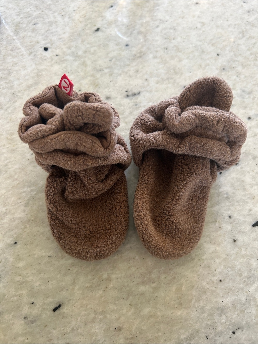 Zutano brown cotton blend soft booties slippers baby toddler 24m great condition